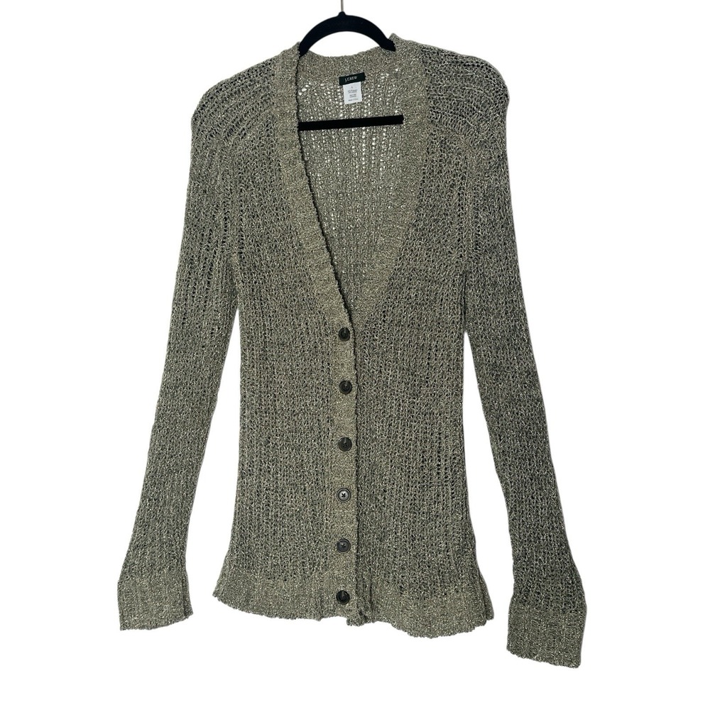 J. CREW Cardigan Women's Large Open Knit Button Up Business Cocktail Holiday